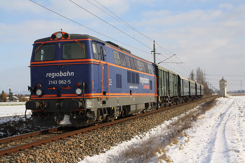 RBAHN 2143 062-5 mit dem SLP 14156 (Wien Liesing - Etsdorf-Straß) am 16.Dezember 2018 bei Zögernsee.