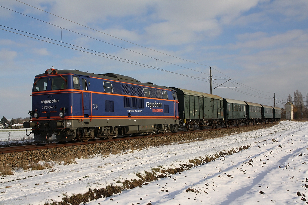 RBAHN 2143 062-5 mit dem SLP 14156 (Wien Liesing - Etsdorf-Straß) am 16.Dezember 2018 bei Zögernsee.