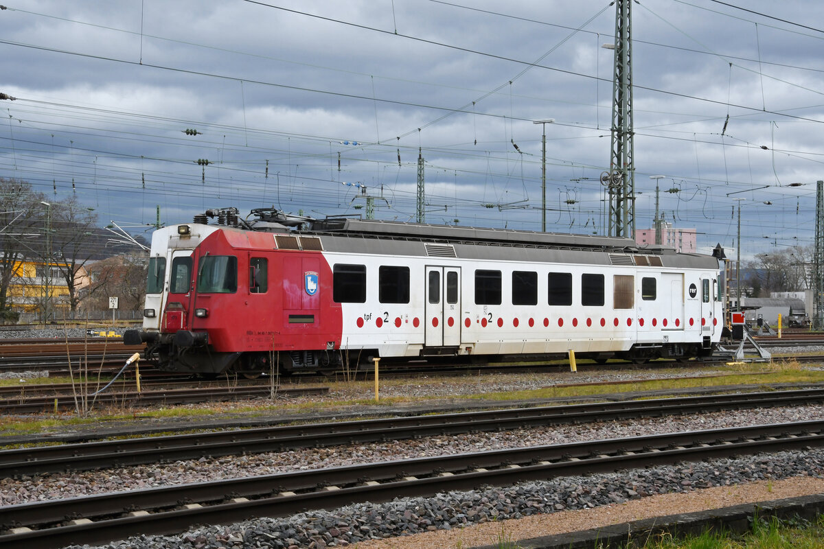 RBDe 567 171-4 ex TPG, neu Stadler Rail, steht am 08.03.2023 auf einem Abstellgleis beim badischen Bahnhof.