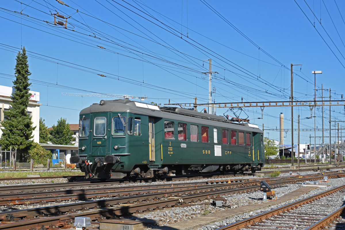 RBe 1405 durchfährt auf einer Extrafahrt den Bahnhof Pratteln. Die Aufnahme stammt vom 12.09.2019.