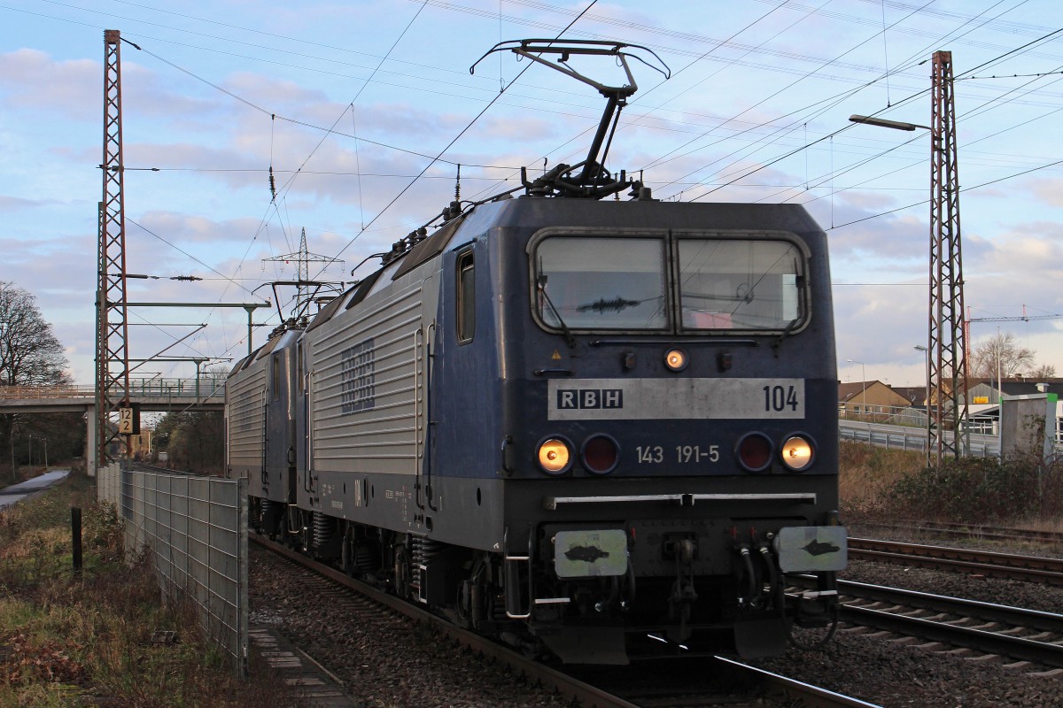 RBH 104 (143 191)+RBH 124 (143 124) am 3.3.14 als Lokzug in Ratingen-Lintorf.