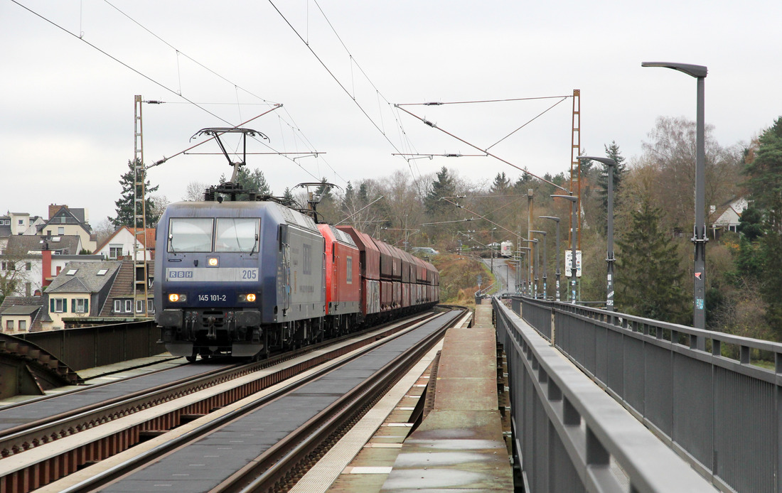 RBH 145 101 + 145 028 // Koblenz; Gülser Eisenbahnbrücke // 9. Dezember 2021