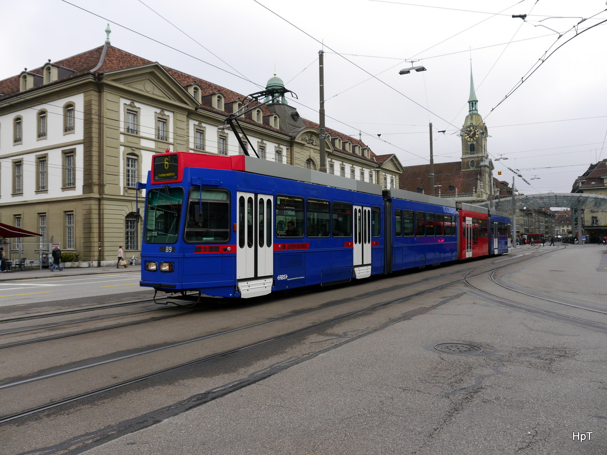 RBS / Bern Mobil - Be 4/10 89 unterwegs auf der Linie 6 in Bern am 06.01.2018