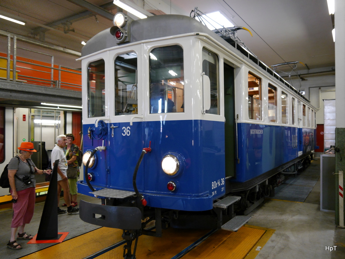 RBS - 100 Jahr Feier Triebwagen BDe 4/4 36 im Depot in Solothurn am 27.08.2016 