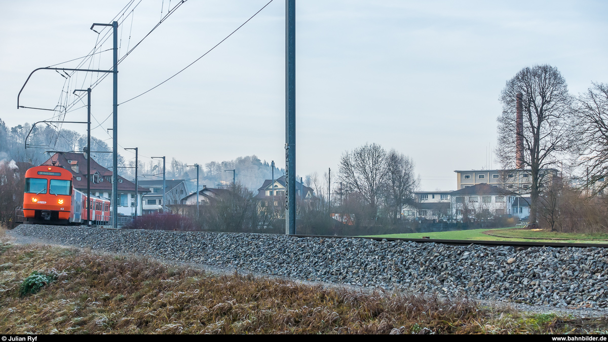 RBS Mandarinli 43 am 27. Dezember 2018 als S7 Bern - Worb Dorf bei Deisswil.
