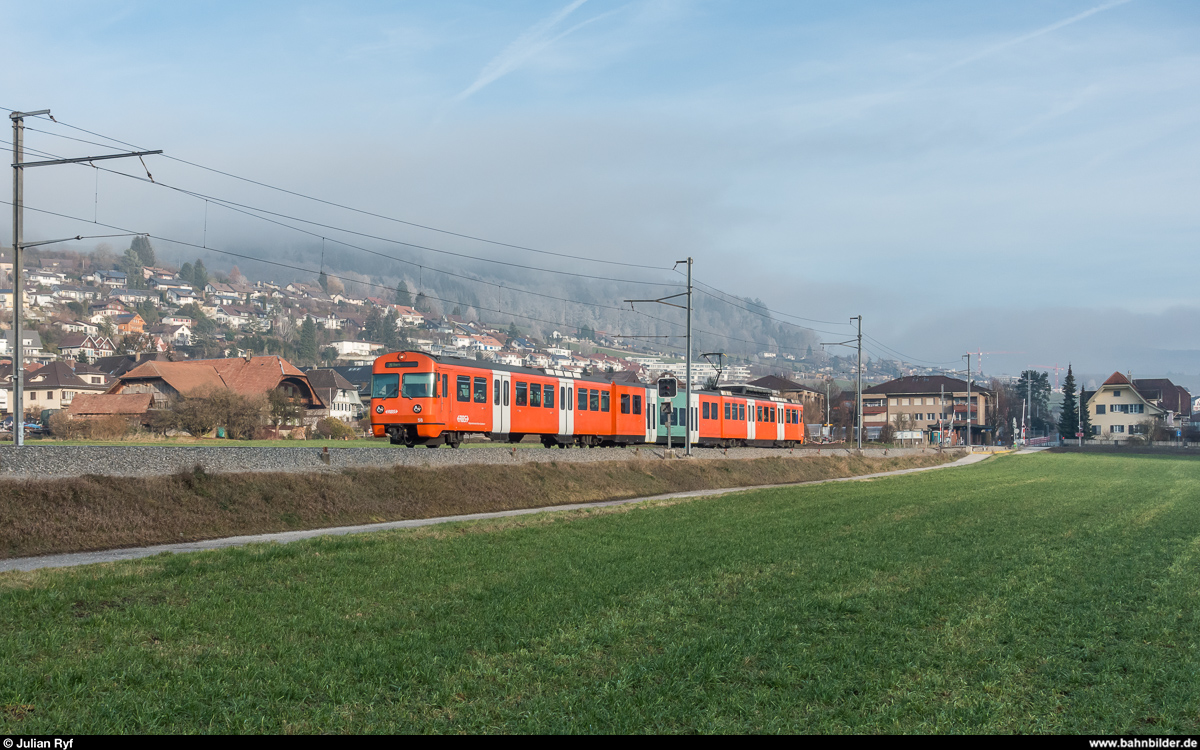 RBS Mandarinli 58 am 27. Dezember 2018 als S7 Worb Dorf - Bern bei Stettlen.