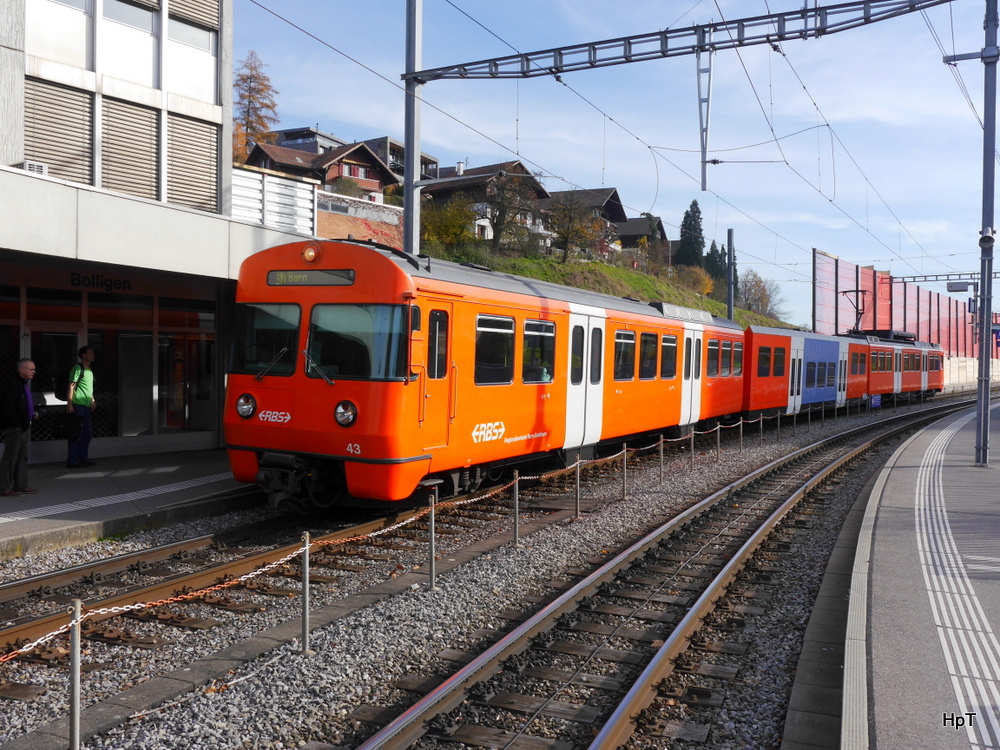 RBS- Triebwagen Be 4/12  43 unterwegs in Bolligen am 22.11.2014