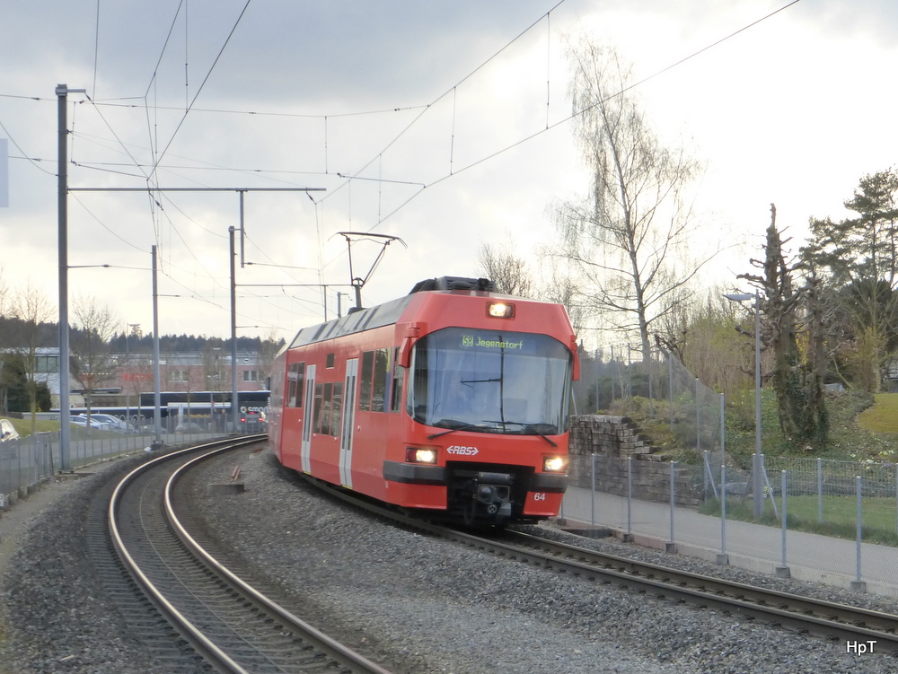 RBS -  Triebwagen Be 4/12 64 unterwegs in Schönbühl am 25.03.2014