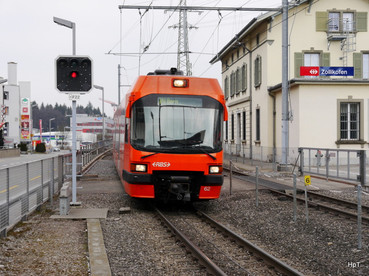 RBS - Triebzug Be 4/12  62 Unterwegs in Zollikofen am 25.02.2018