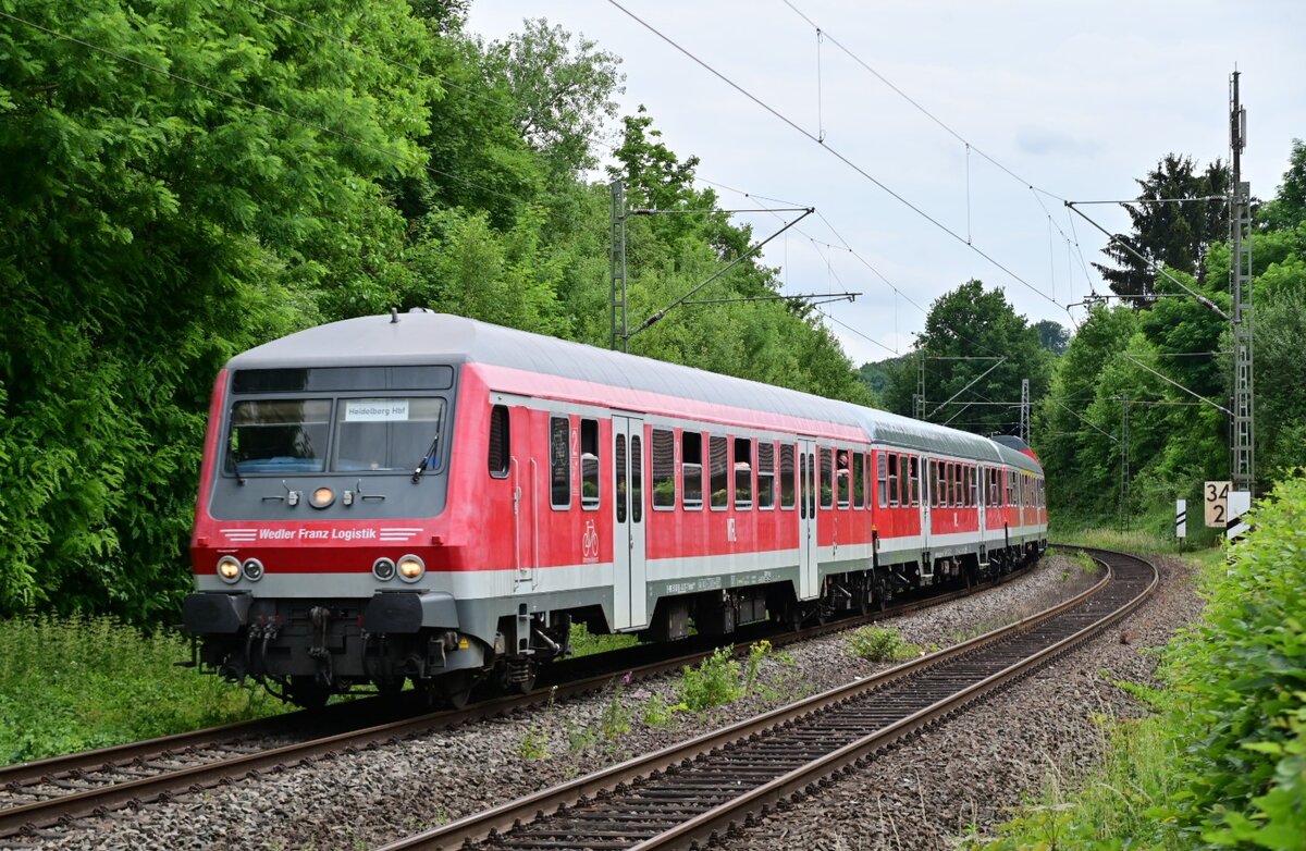RE 10a Ersatzzug nach Mannheim in Neckargerach. 20.6.2022
