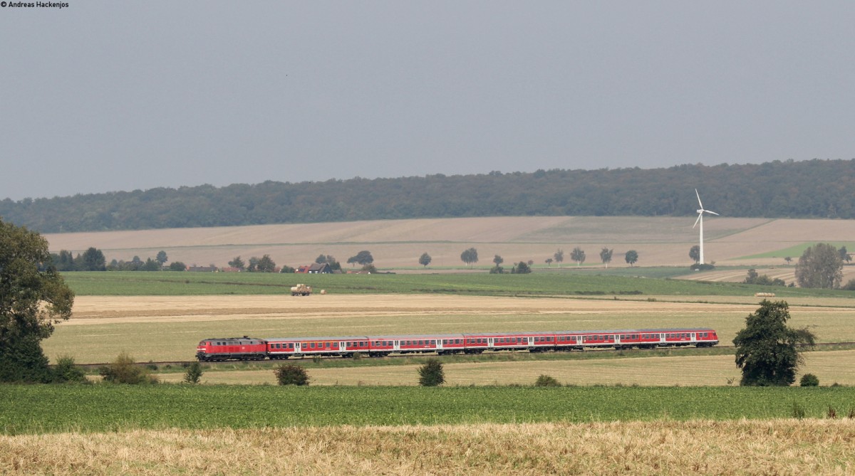RE 14066 (Bad Harzburg-Hannover Hbf) mit Schublok 218 473-6 bei Kleinelbe 4.9.14