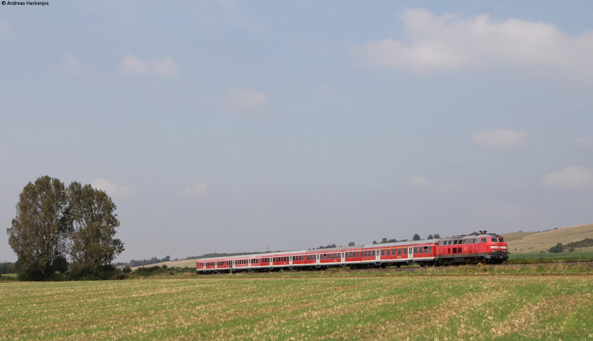 RE 14068 (Bad Harzburg-Hannover Hbf) mit Schublok 218 474-5 bei Othfressen 4.9.14