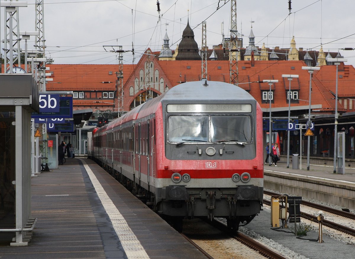 RE 18444 am 05.09.2020 im Zielbahnhof Stralsund Hbf.