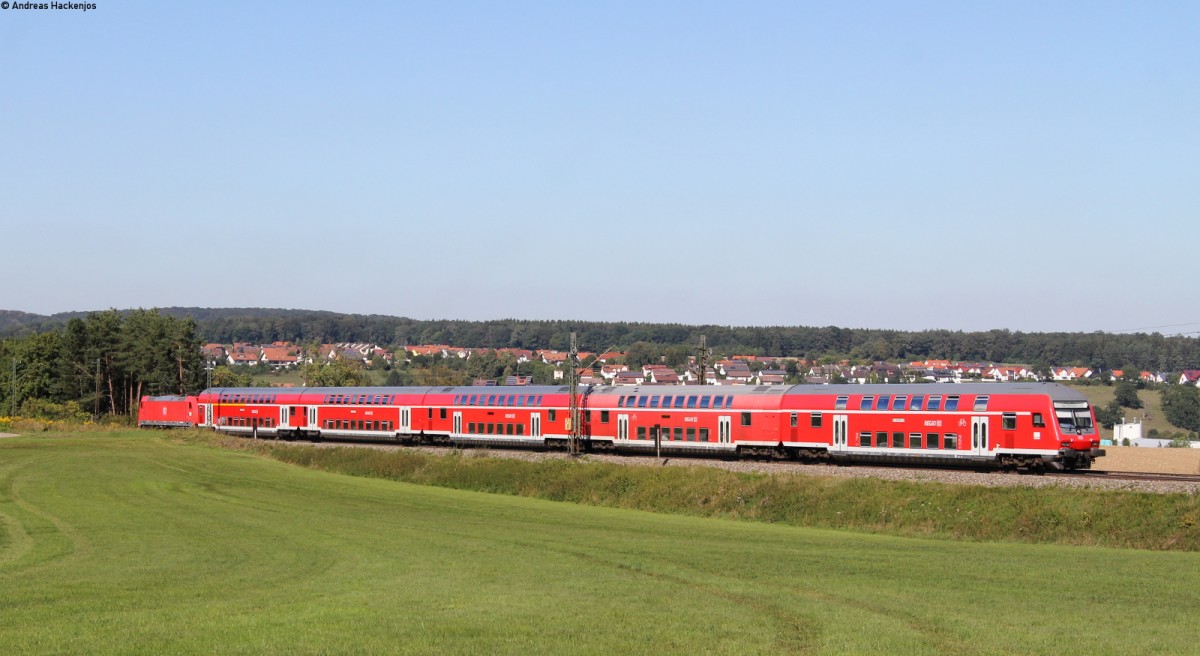 RE 19227 (Stuttgart Hbf-Ulm Hbf) mit Schublok 146 219-1 bei Vorderdenkental 5.9.13