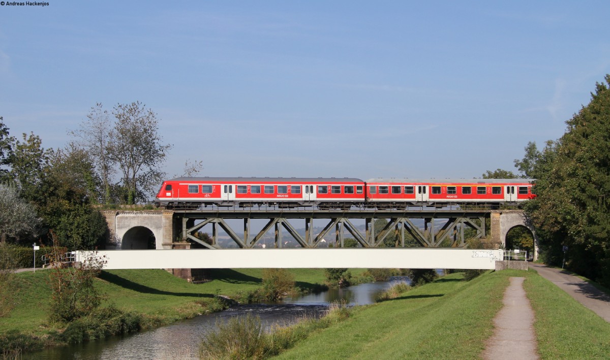 RE 20738 (Erzingen(Baden)-Basel Bad Bf) mit Schublok 218 343-2 bei Lauchringen 24.9.13