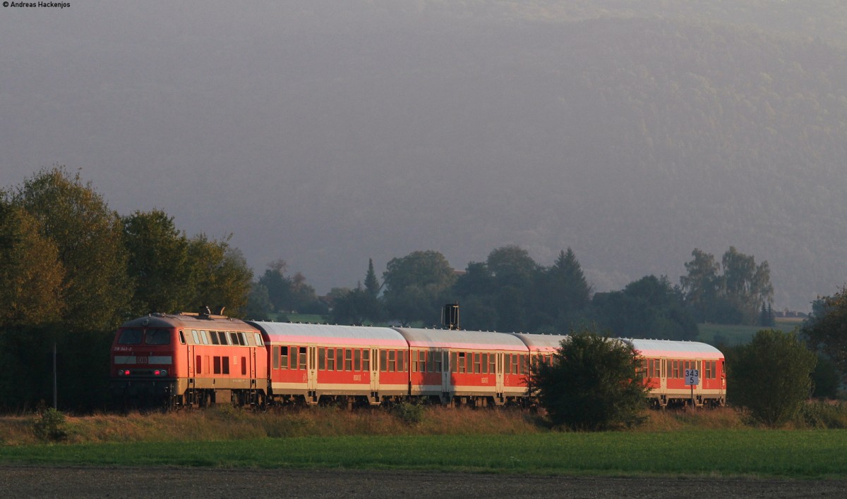 RE 20750 (Erzingen(Baden)-Basel Bad Bf) mit Schublok 218 343-2 bei Erzingen 24.9.13