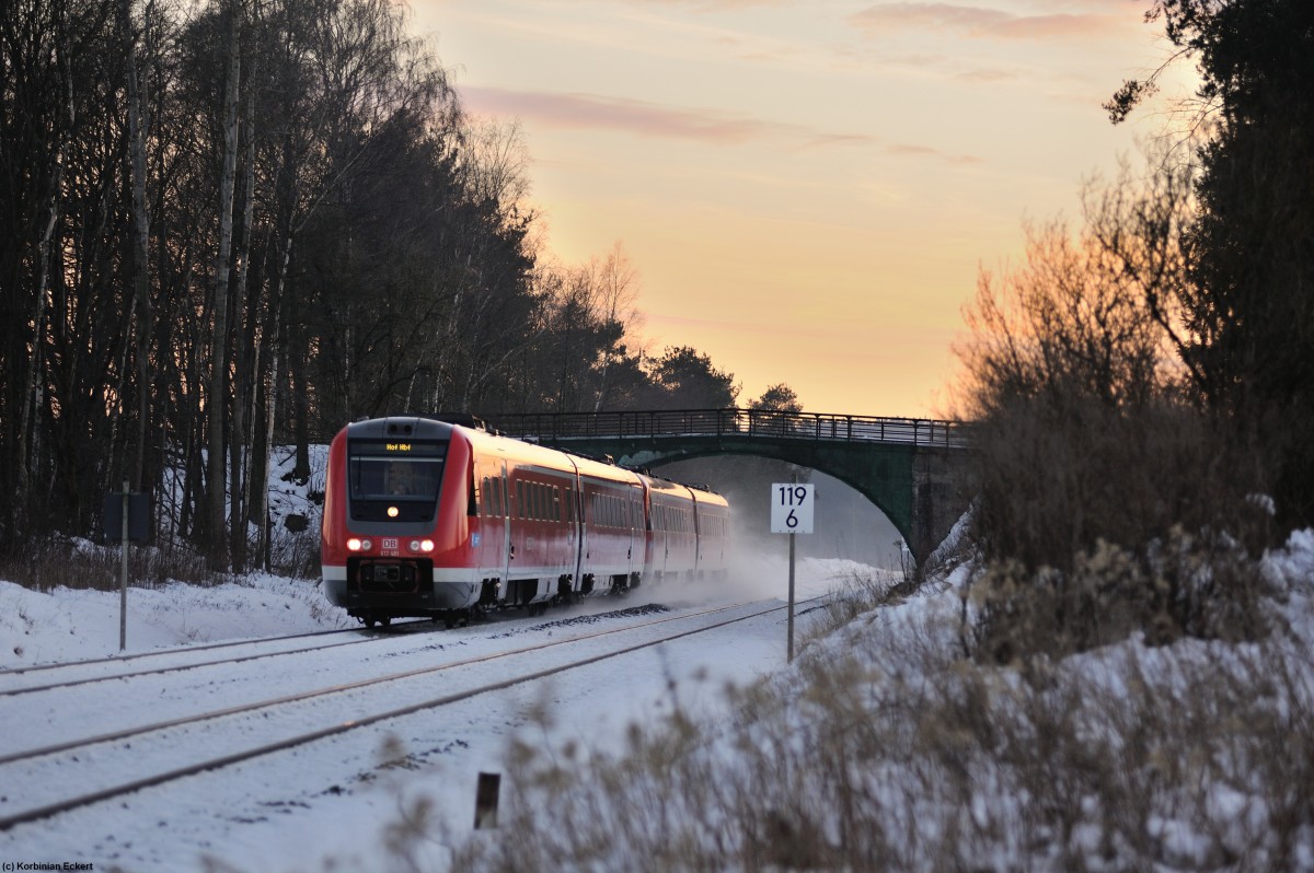 RE 3431 mit 612 481 und einem weiteren 612er von Nürnberg nach Hof bei Waldershof, 07.02.2015