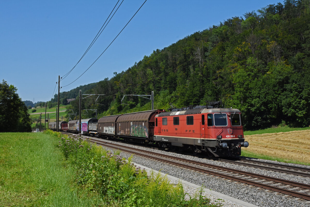 Re 420 290-9 fährt Richtung Bahnhof Tecknau. Die Aufnahme stammt vom 12.08.2021.