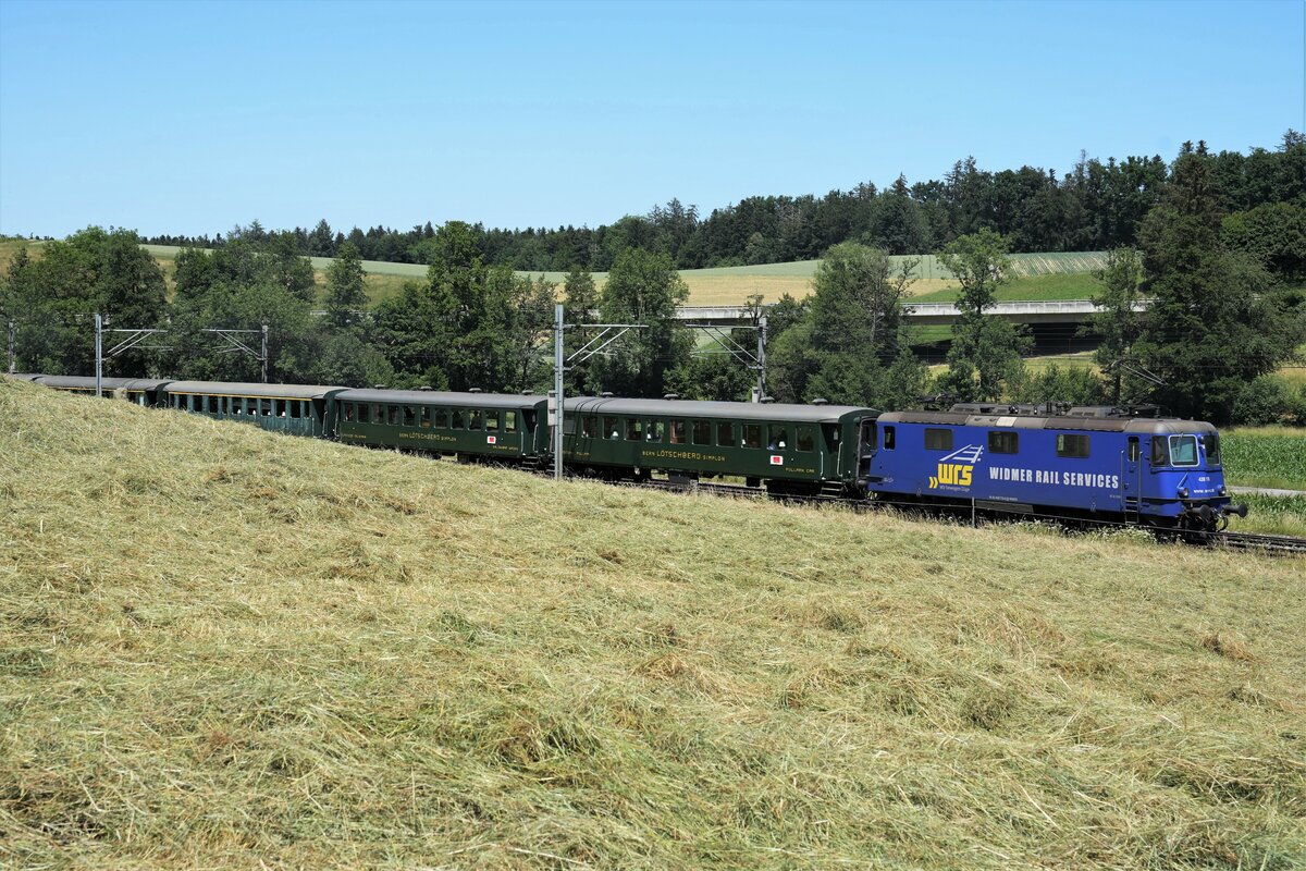 Re 430 115 (WRS)
TRAIN DU PRINTEMPS
vom 11. Juni 2022
Angefahren wurden die Bahnhöfe
Vallorbe – Lausanne – Romont – Lyss - Gorgier-St-Aubin – Lausanne – Vallorbe
Auf voller Fahrt bei Bundkofen.
Foto: Walter Ruetsch
