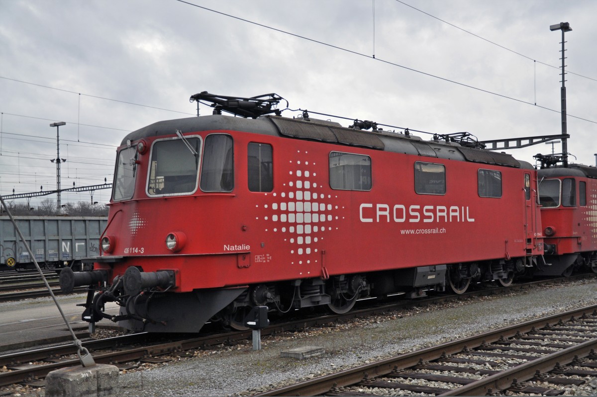 Re 436 114-3  NATALIE  beim Güterbahnhof in Muttenz. Die Aufnahme stammt vom 15.02.2014.