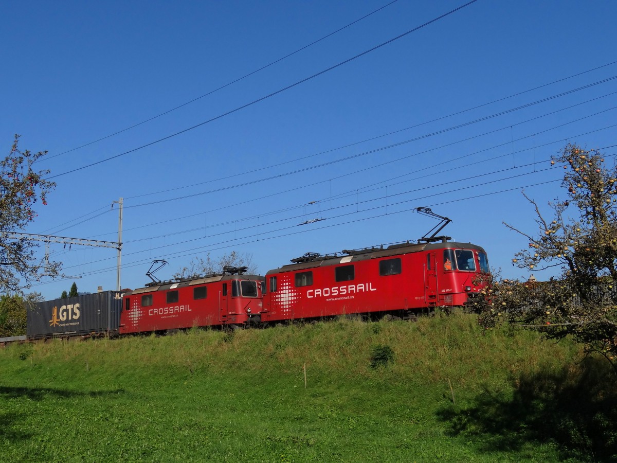 Re 4/4 436 112 und 436 114 (Crossrail - ex- Regionalverkehr Mittelland) - Spiezmoos Nord - 24-10-2014