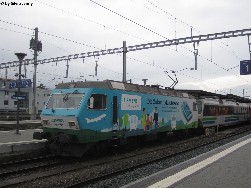 Re 456 092-6 ''Siemens'' am 5.6.2017 in Rapperswil am Schluss eines VAE nach Luzern