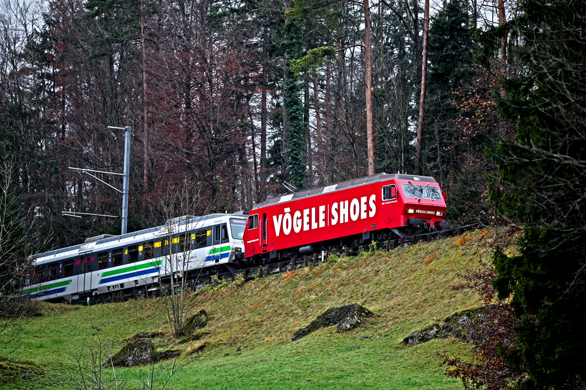 Re 456 094 Zuglok am VAE an der Steigung nach Arth-Goldau.Bild vom 2.12.2014