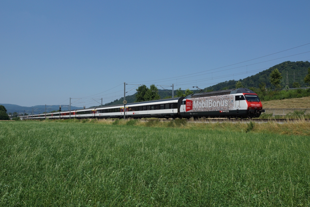 Re 460 031-8 zieht am 21.07.2013 den IC 573 von Itingen Richtung Sissach.