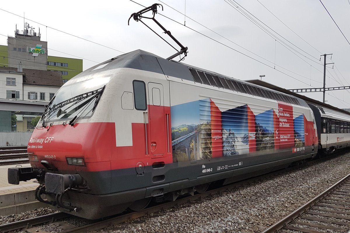 Re 460 048-2  RailAway  in Brugg am 11.04.2017.