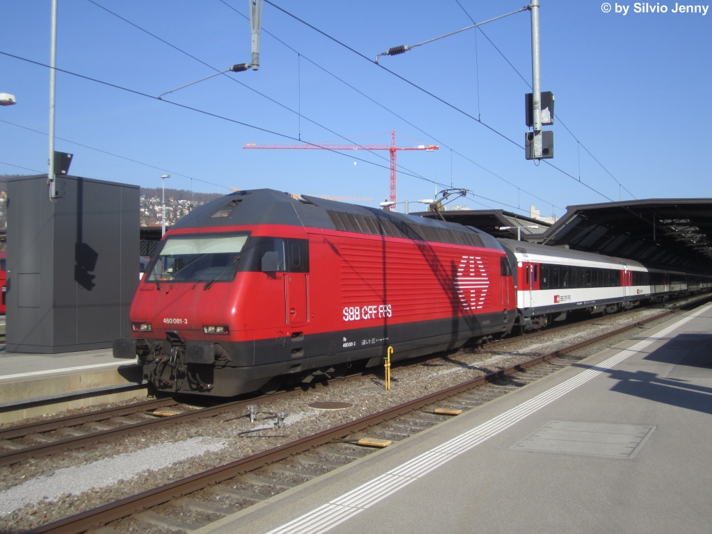 Re 460 081-3 ''Pfänder'' am 9.4.2015 in Zürich HB als IR 2201 nach St.Gallen.