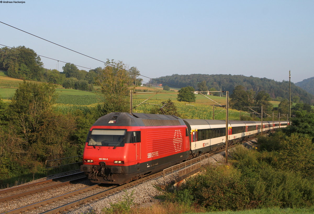Re 460 094-6 mit dem IR 2061 (Basel SBB-Zürich Flughafen) bei Zeihen 30.8.19