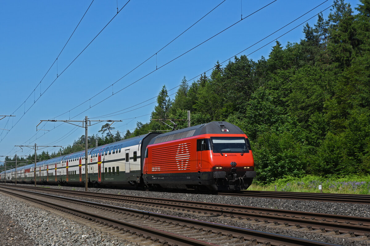 Re 460 116-7 fährt Richtung Bahnhof Rupperswil. Die Aufnahme stammt vom 15.06.2021.