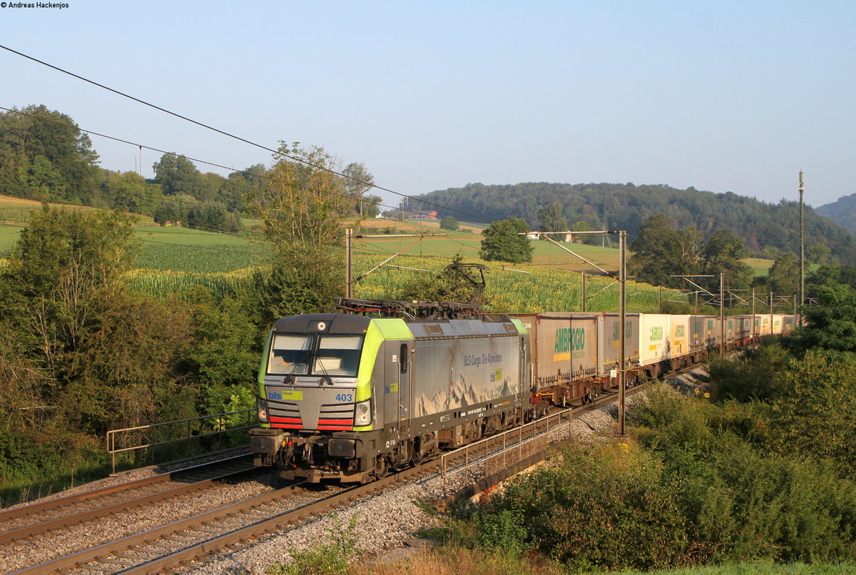 Re 475 403-2 mit dem 42031 (Neuss Gbf-Gallarate) bei Zeihen 30.8.19