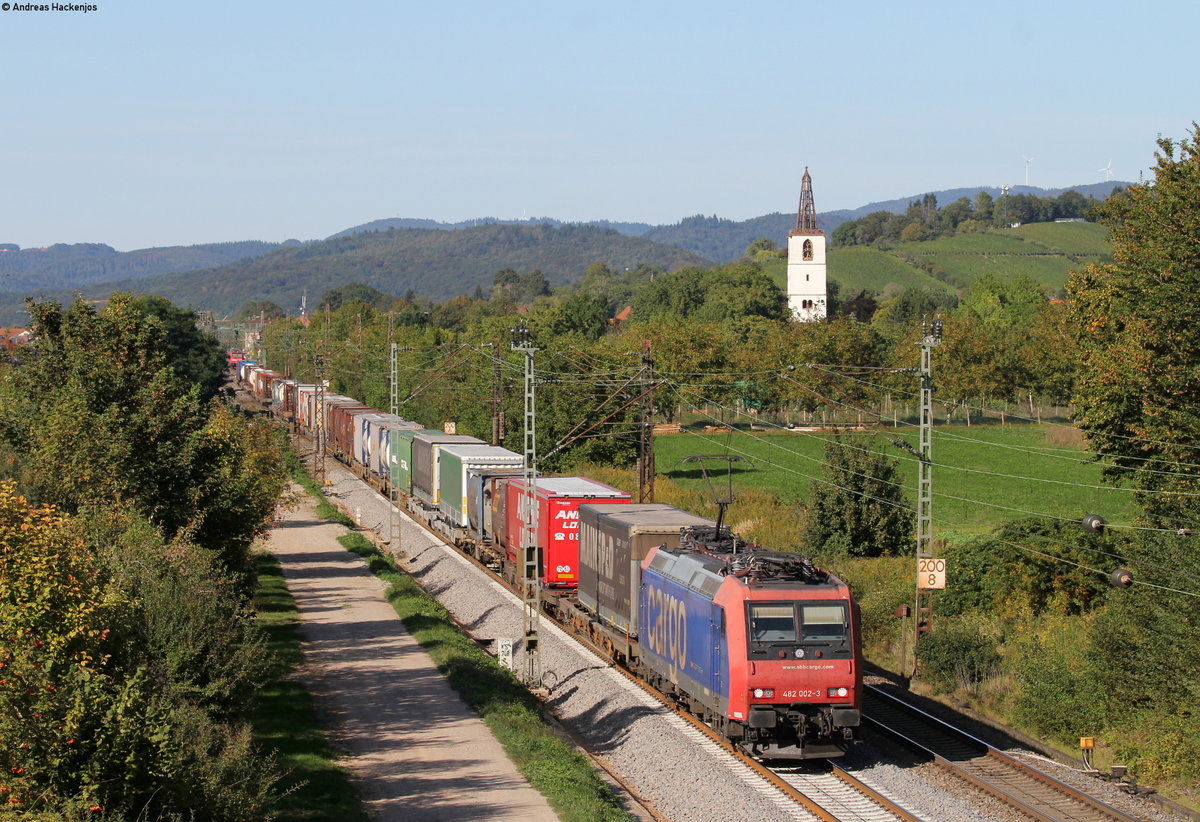 Re 482 002-3 mit dem DGS 43011 (Ludwigshafen (Rhein) BASF Ubf-Basel SBB RB) bei Denzlingen 19.9.19