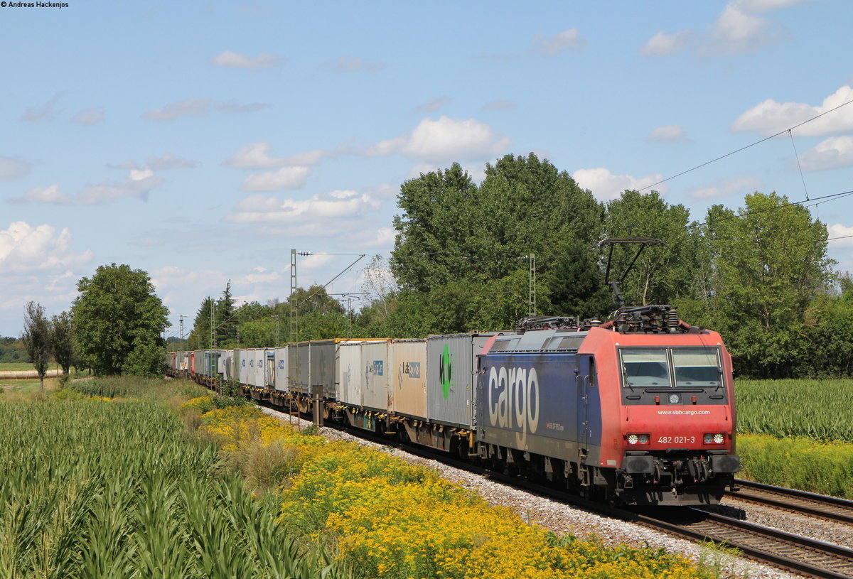 Re 482 021-3 mit dem DGS 40077 (Genk Zuid-Novara Boschetto) bei Riegel 14.8.19