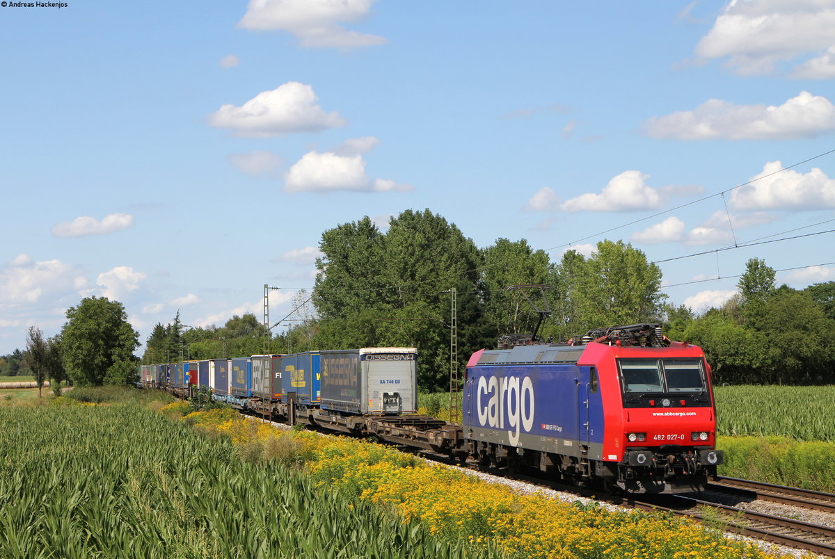 Re 482 027-0 mit dem DGS 43741 (Köln Eifeltor-Novara Boschetto) bei Riegel 14.8.19