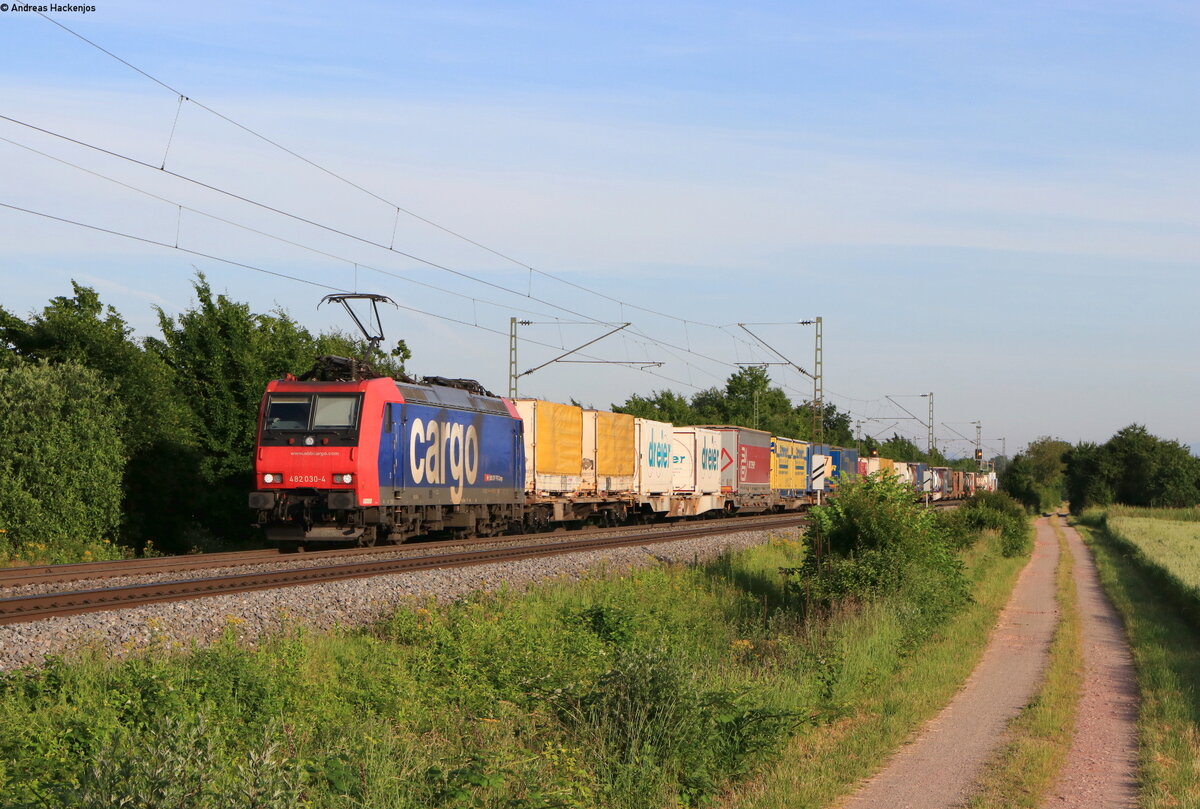 Re 482 030-4 mit dem DGS 43033 (Ludwigshafen BASF Ubf-Gallarate) bei Köndringen 16.6.21