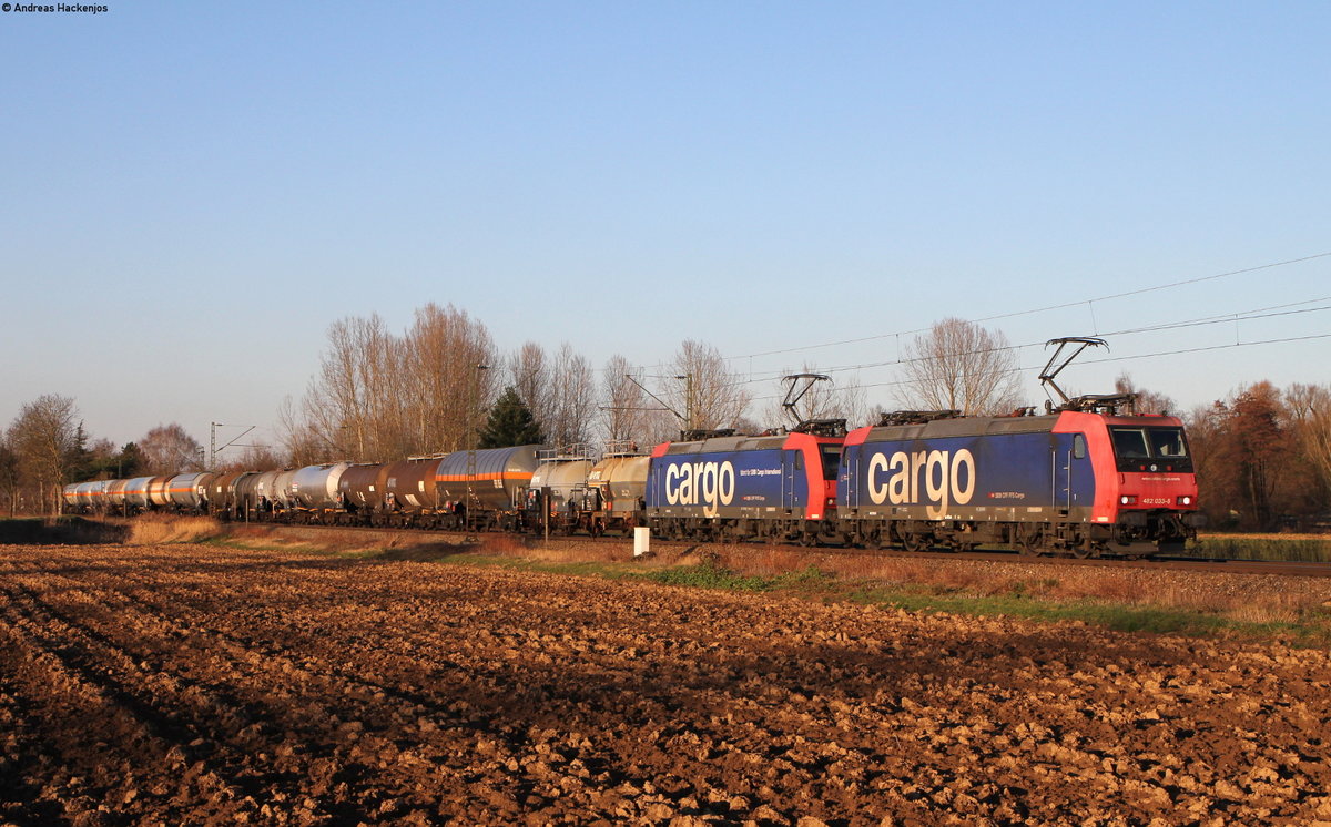 Re 482 033-8 und Re 482 023-9 mit dem DGS 49069 (Karlsruhe Gbf-Basel SBB RB) bei Riegel 13.2.18
