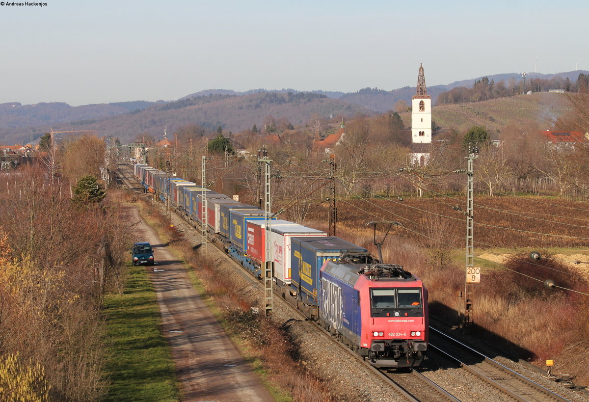 Re 482 034-6 mit dem DGS 43741 (Köln Eifeltor-Novara) bei Denzlingen 13.2.19