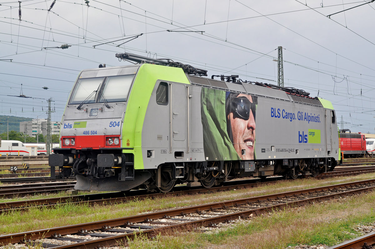 Re 486 504-4 ist beim Badischen Bahnhof abgestellt. Die Aufnahme stammt vom 24.08.2017.