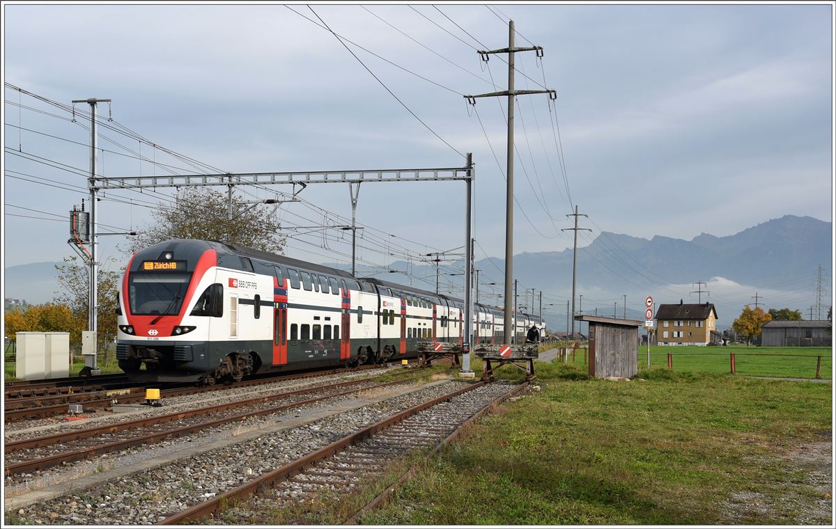 RE 5074 Chur - Zürich mit 511 036 in Siebnen-Wangen. (24.10.2016)