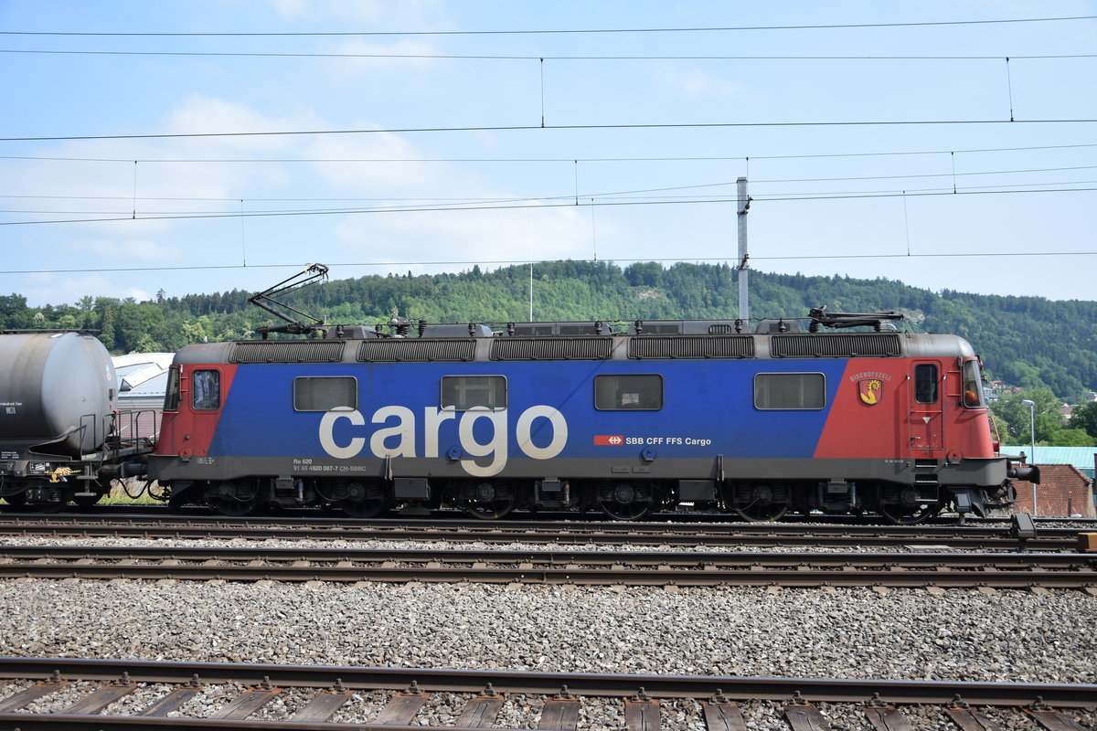 Re 620 087-7  Bischofszell  bei der Ausfahrt in Brugg am 08.06.2018 in Richtung Baden.