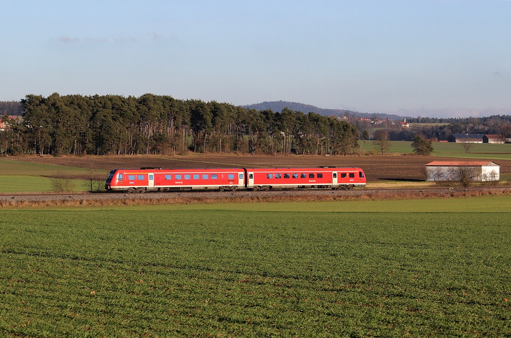 RE Schwandorf-Nürnberg in Form eines 612 am 27.12.13 in der Nähe von Hiltersdorf