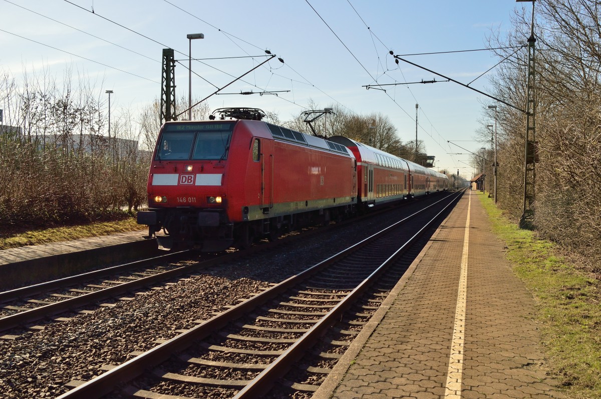 RE2 aus Düsseldorf kommend in Bösensell auf dem Weg nach Münster Hbf.
8.3.2015