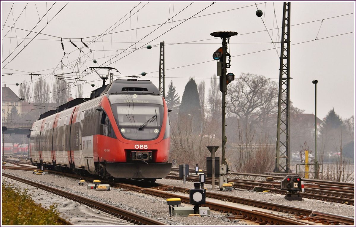 RE5571 mit 4024 023-6 verlässt Lindau Hbf Richtung Bludenz. (14.02.2017)