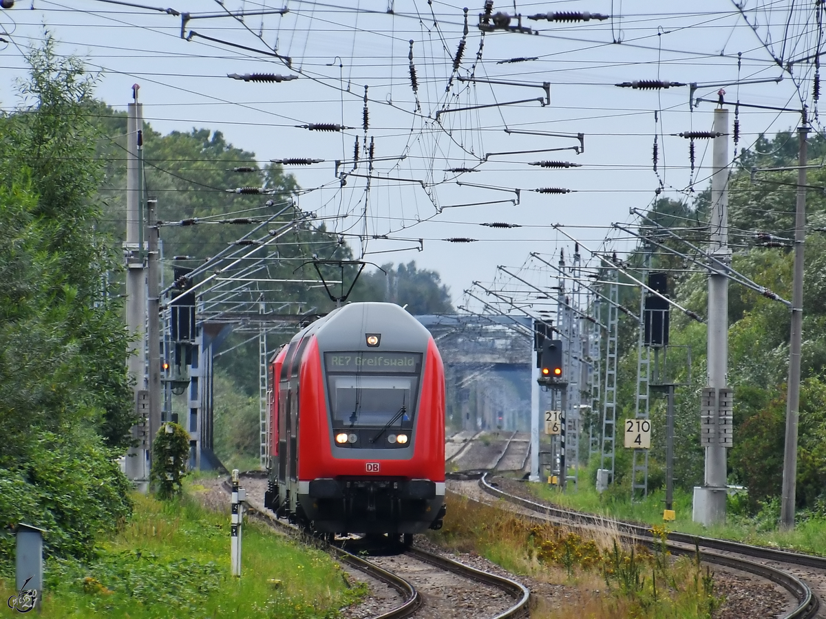 RE7 nach Greifswald hat Greifswald erreicht. (August 2021)