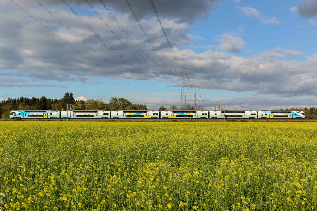 Recht häufig nun zu sehen ist die Westbahn welche zwischen Wien und München nun täglich verkehrt. Am 15.10.2022 zwischen Baldham und Zorneding gelichtet.