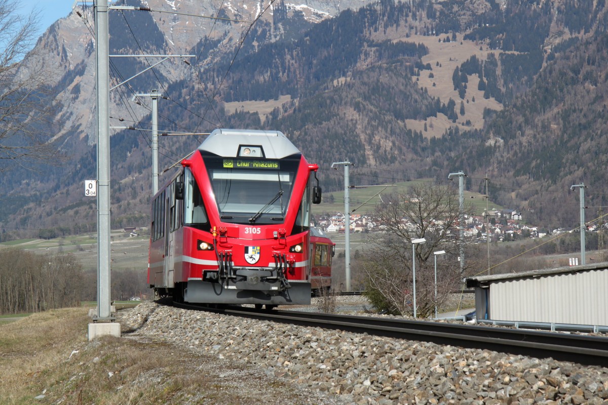 Regio nach Rhäzüns bei der Einfahrt in Landquart.28.02.14