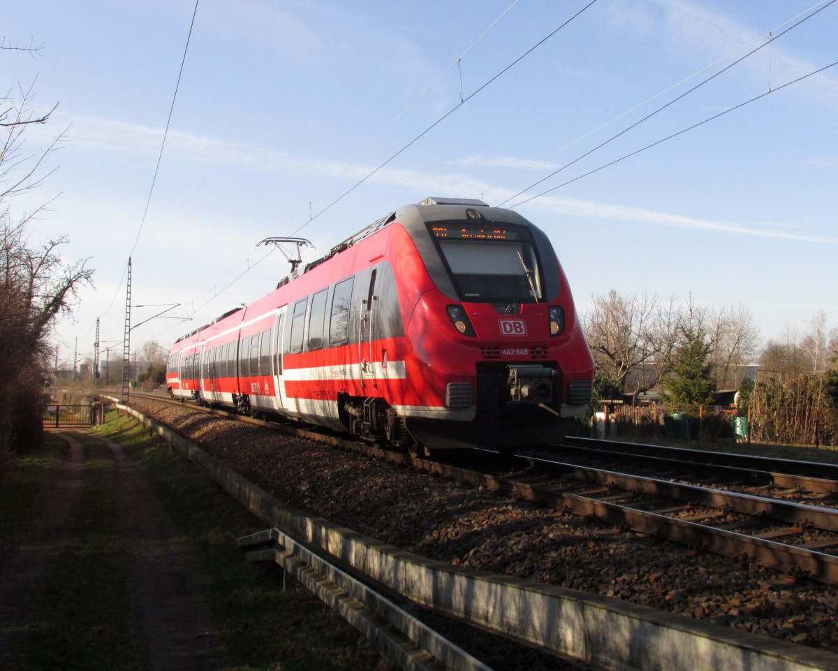 Regionalbahn mit Talent 2 von Coswig nach Dresden. Gesehen am 19.02.2015 in DD-Stetsch. 