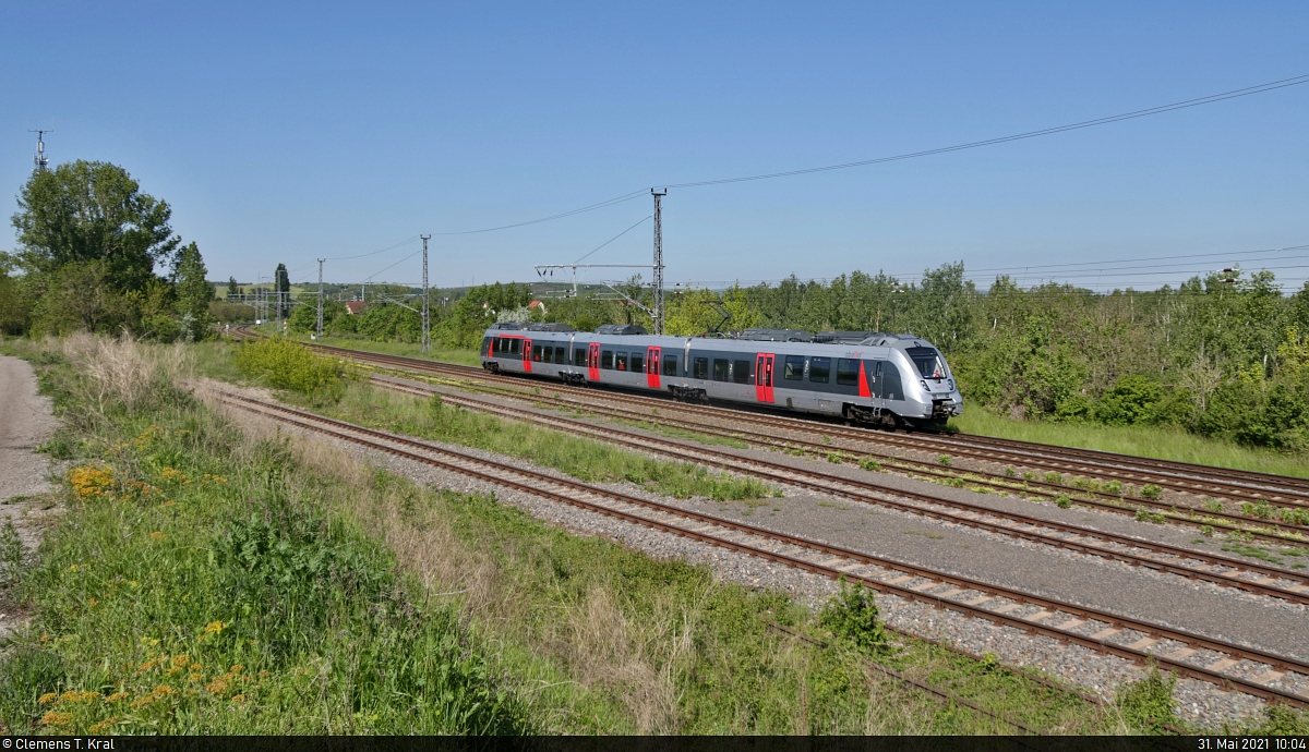 Regionalverkehr in Röblingen am See

Wegen der Großbaustelle in Halle (Saale) gibt es - abgesehen von der Bedienung von Anschlüssen - in diesem Jahr hier keinen Güterverkehr. Insofern nimmt man an markanten Standorten auch mal den einen oder anderen Abellio-Hamster mit.
Diesmal ein Nachschuss auf 9442 611 (Bombardier Talent 2), der am Abzweig nach Schraplau (Gleis im Vordergrund) bald im Bahnhof Röblingen eintrifft.

🧰 Abellio Rail Mitteldeutschland GmbH
🚝 RB 74770 (RB75) Teutschenthal–Lutherstadt Eisleben
🚩 Bahnstrecke Halle–Hann. Münden (KBS 590)
🕓 31.5.2021 | 10:04 Uhr